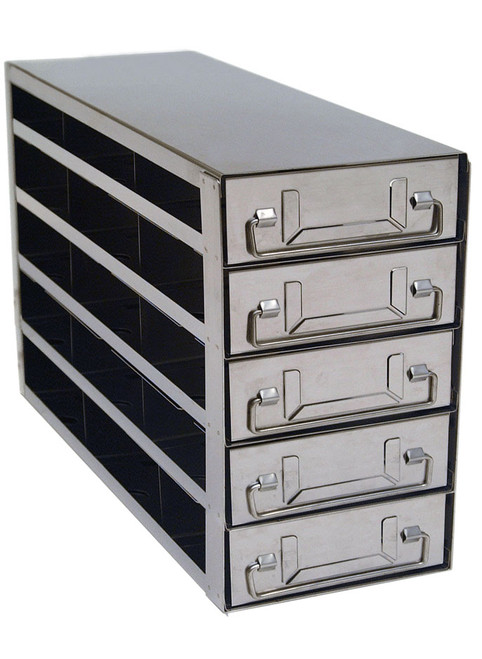 stainless steel laboratory freezer drawer rack for 2 inch cryo boxes three deep and five high 
