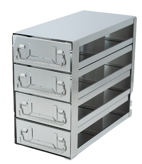 stainless steel laboratory drawer rack for 2 inch cryo boxes 8 boxes two deep by four high 