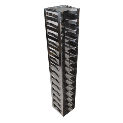 vertical freezer rack with spring locking clip for chest freezers holds 2 boxes 