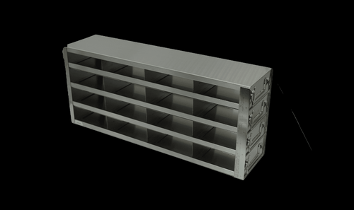 stainless steel laboratory freezer drawer rack for 2 inch cryo boxes four deep by four high 