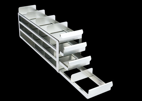 stainless steel laboratory freezer rack with sliding trays for 2 inch cryo boxes 