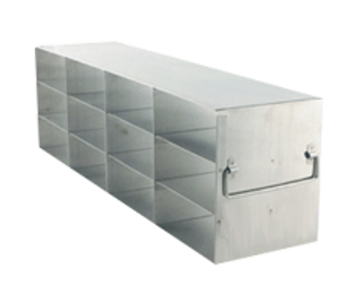 [A-FR-2-12L] stainless steel laboratory freezer rack for 2 inch cryo boxes 12 boxes four deep by three high 