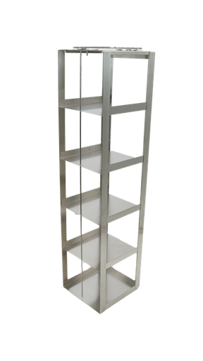 [FR-A-CH-1550-5] stainless steel laboratory vertical freezer rack for chest freezers holds five boxes for 15 50ml tubes 