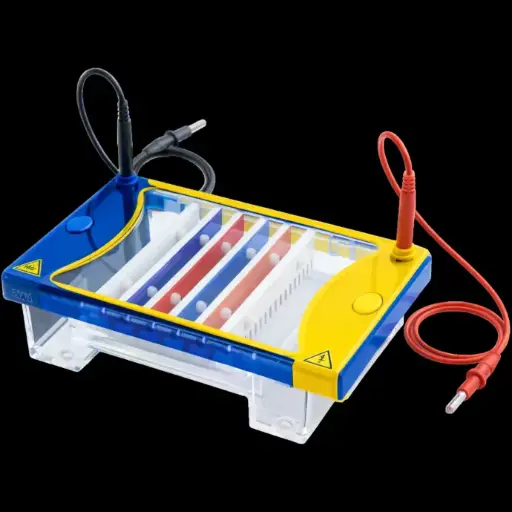 [MBE-150-PLUS] SafeBlue Electrophoresis System, including SafeBlue ill µminator, electrophoresis gel tanks, amber filter lid, image enhancer film and red/black cable