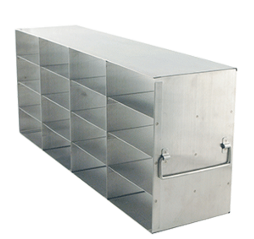[A-FR-2-16] stainless steel laboratory freezer rack for 2 inch cryo boxes four boxes deep by four boxes high 